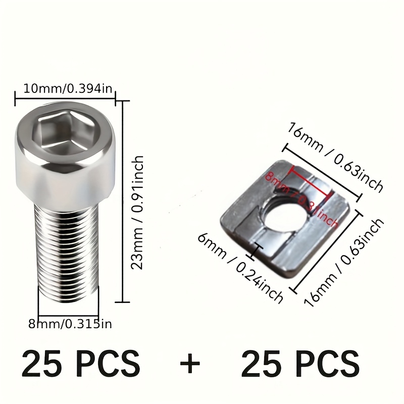 25 setsSteel steel set M8 T-Sl - Aluminum T-Slot Profile incelemesi ve fiyatı