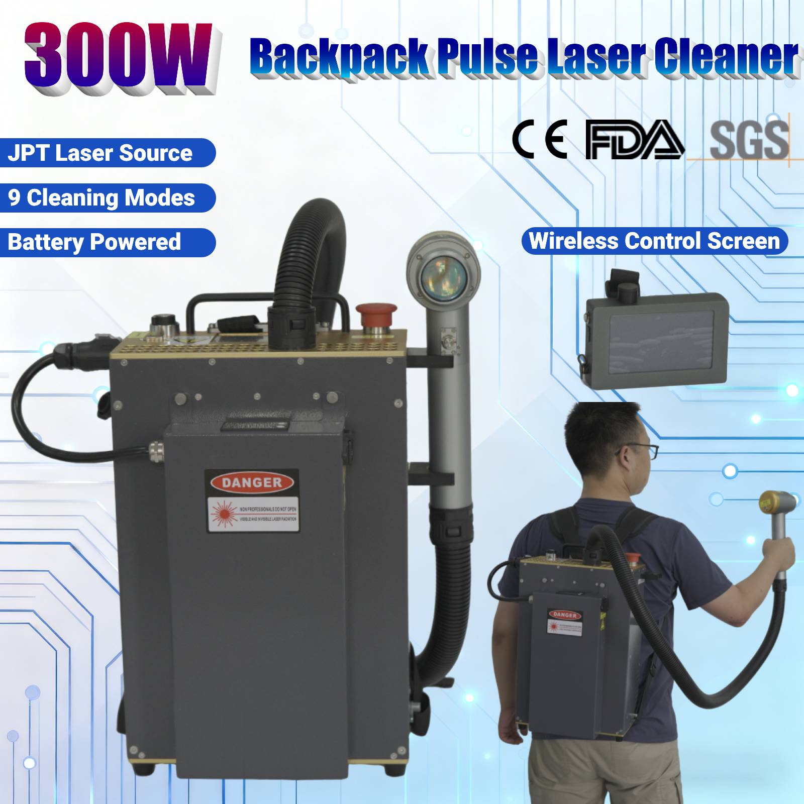 300W Backpack JPT Pulse Fiber  - Industrial Laser Cleaner incelemesi ve fiyatı